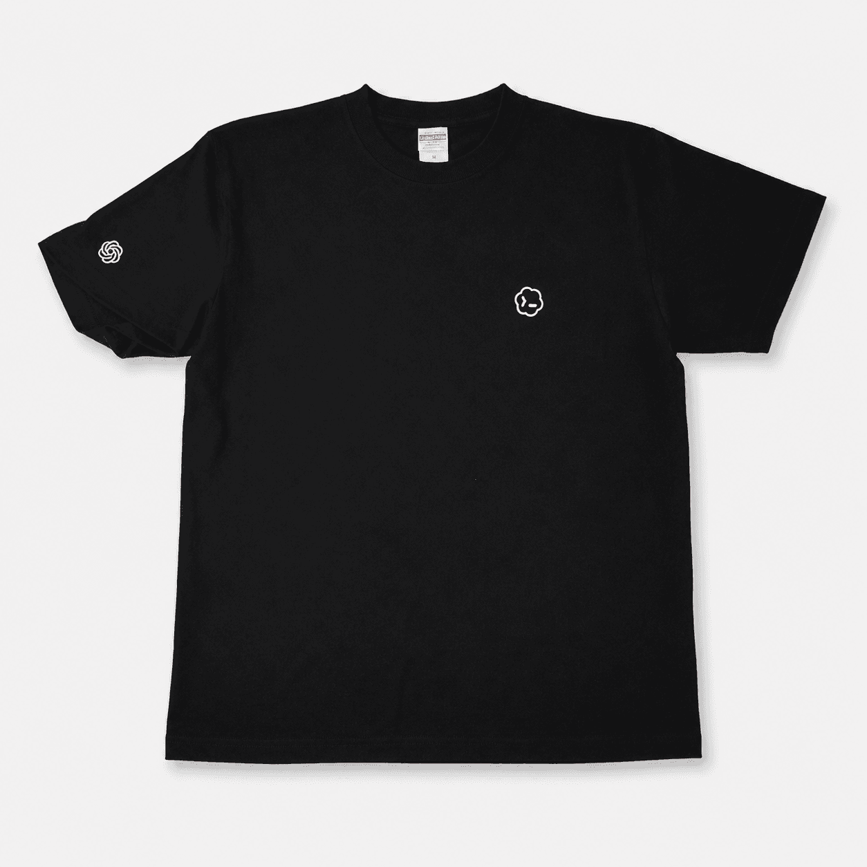 Black OpenAI project T-shirt with small white chest and sleeve branding