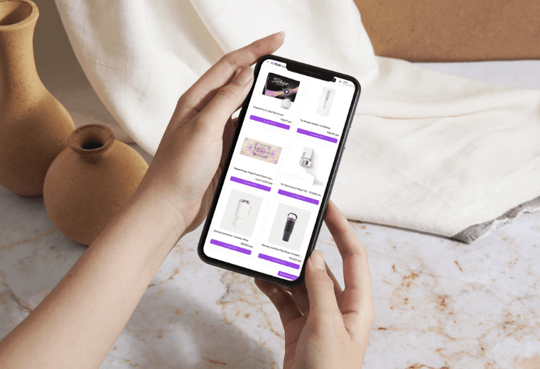 Branded gift redemption portal shown on a phone
