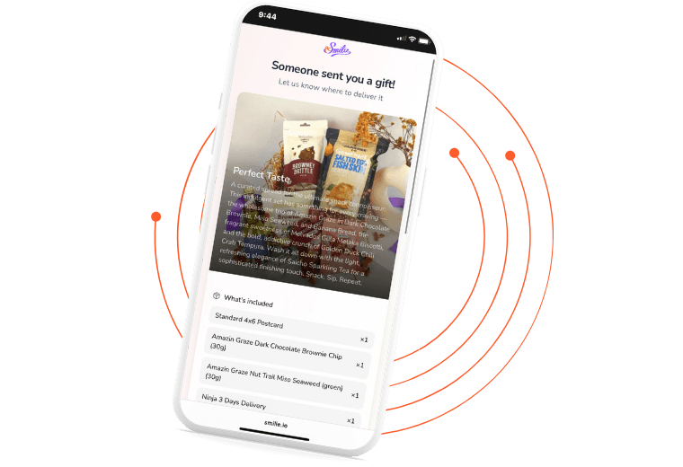 Gift redemption journey shown on a phone