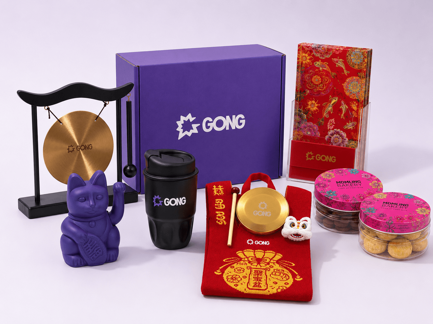 Gong gift presentation with branded items