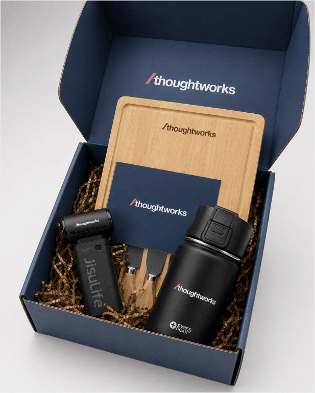 Coordinated gift box with a notebook and practical desk gifts